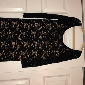 Black and nude mesh dress